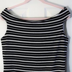 INC Black and White Striped Crop Top
